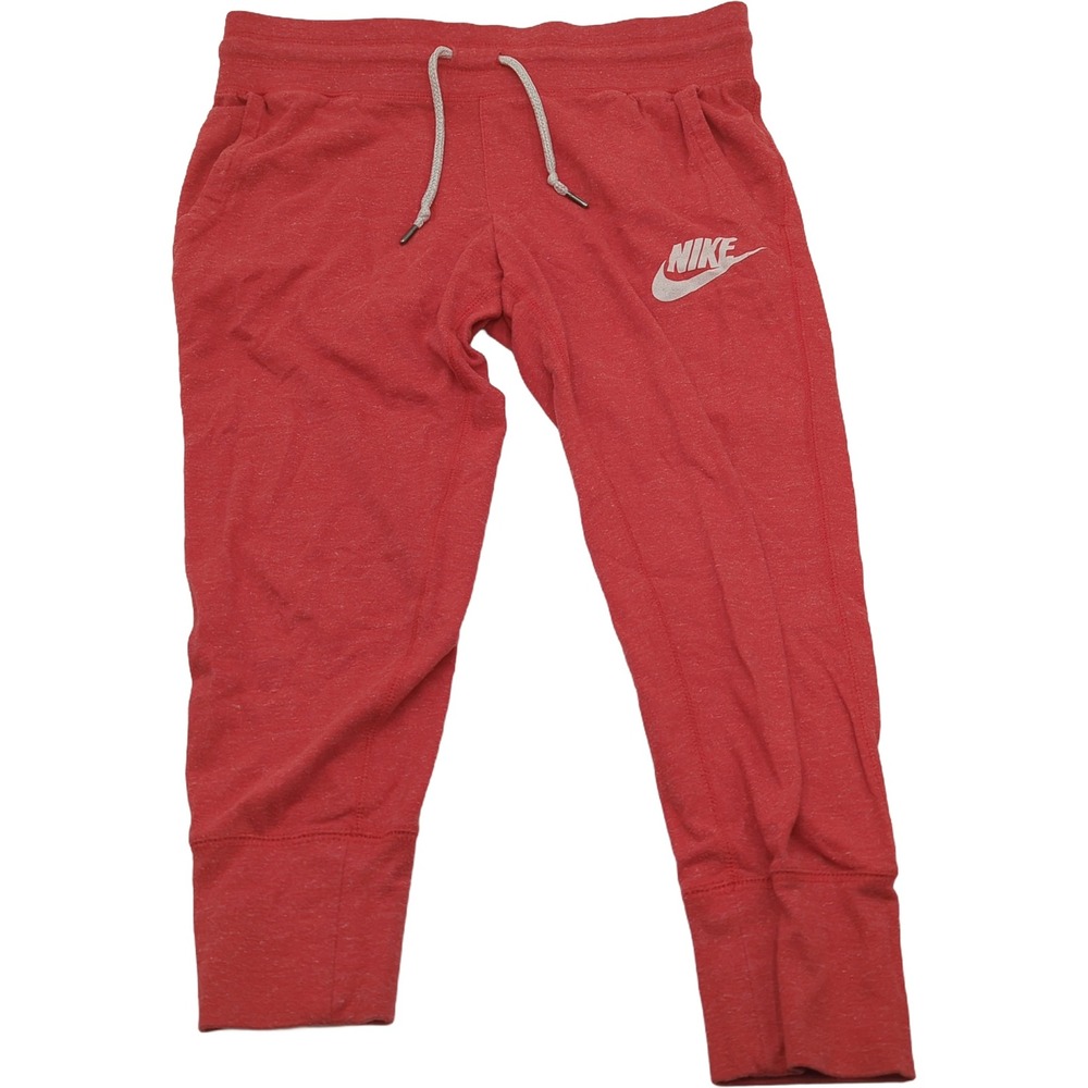 Nike Sportswear Gym Vintage Capri Pants Red Heathered Joggers Womens Small